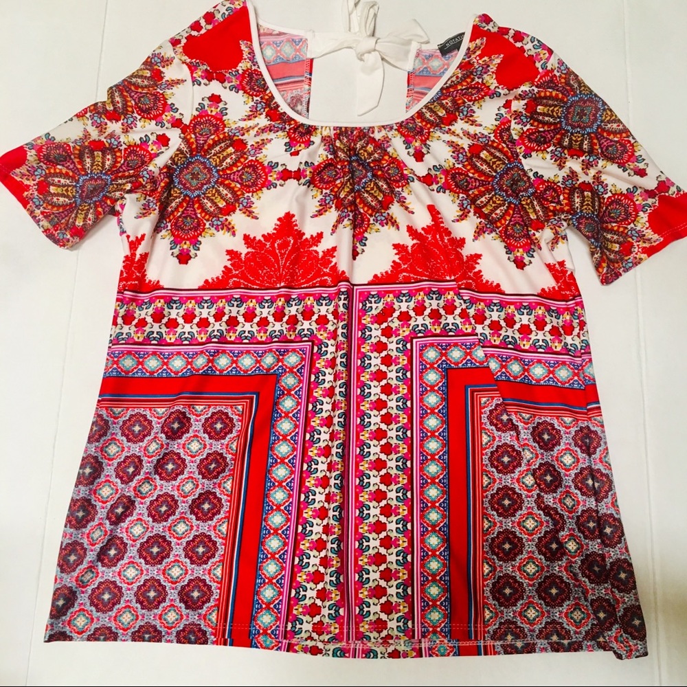 Notations Womens Top Multicolor Design Size XL